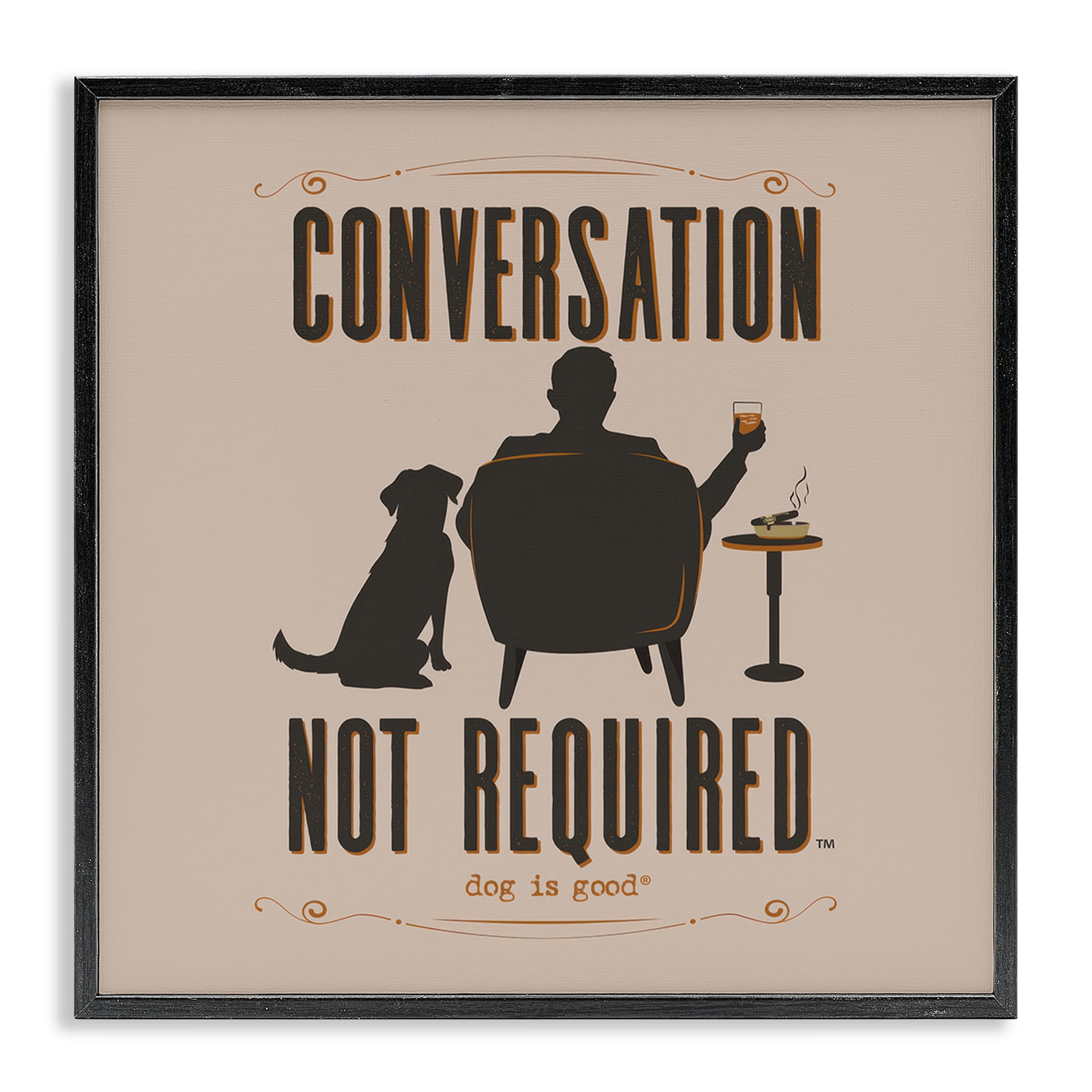 Stupell Industries No Conversation Dog Humor Animals Painting Black Framed Art Print Wall Art, 12 x 12