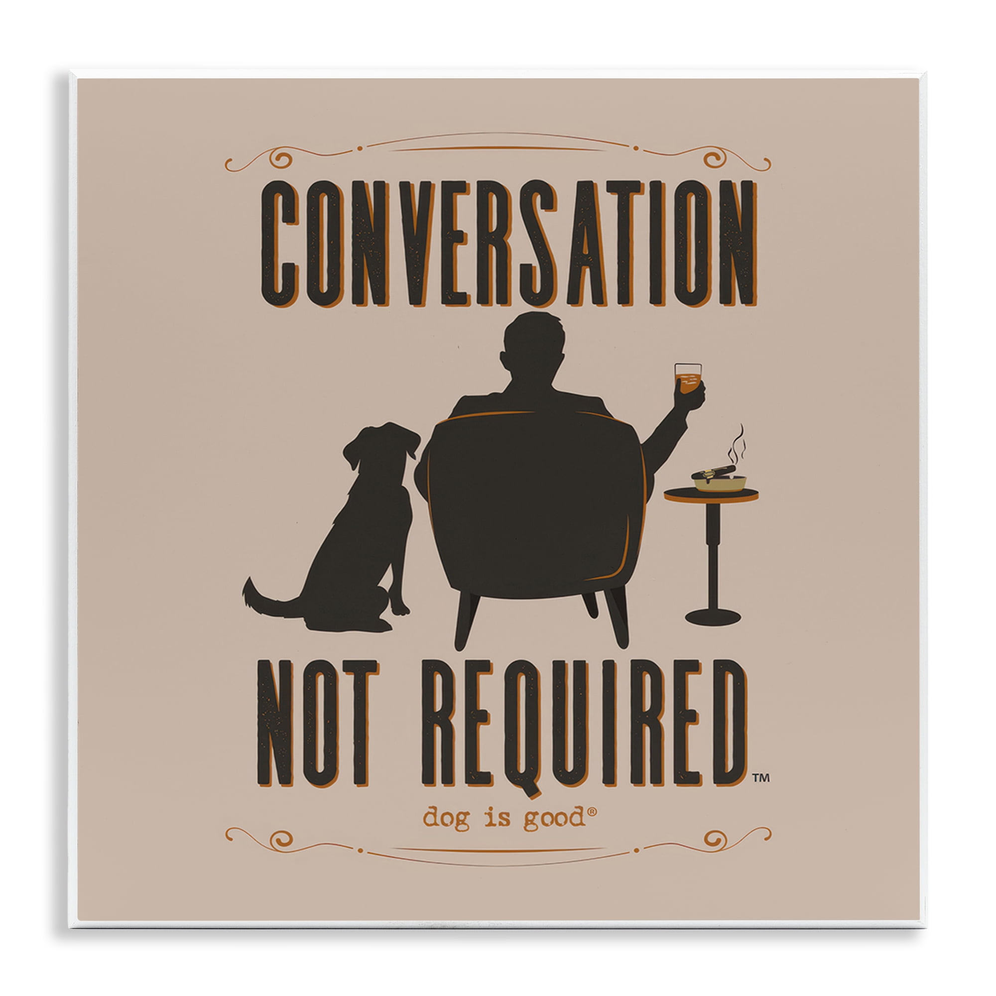 Stupell Industries No Conversation Dog Humor Animals Painting Unframed Art Print Wall Art, 12 x 12