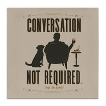 Stupell Industries No Conversation Dog Humor Animals Painting Wrapped Canvas Art Print Wall Art, 17 x 17