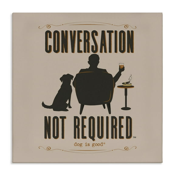 Stupell Industries No Conversation Dog Humor Animals Painting Wrapped Canvas Art Print Wall Art, 17 x 17