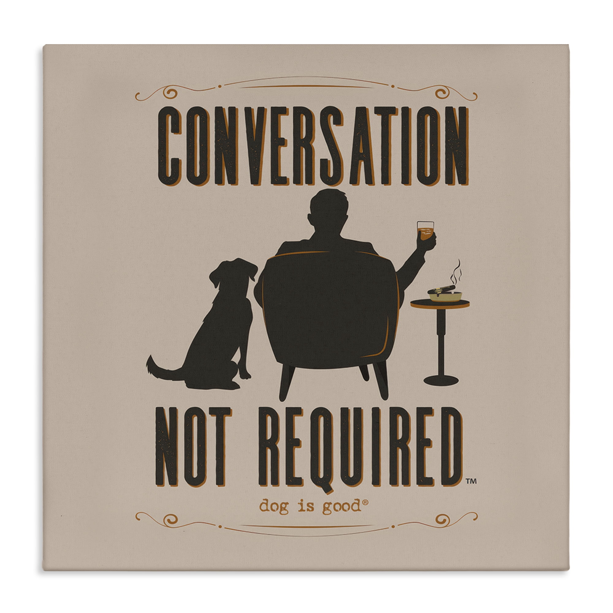 Stupell Industries No Conversation Dog Humor Animals Painting Wrapped Canvas Art Print Wall Art, 36 x 36