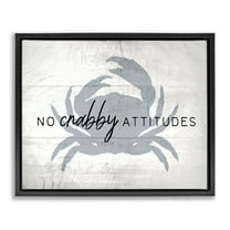 Stupell Industries No Crabby Attitudes Phrase Typography Painting Black Floater Framed Canvas Art Print Wall Art, 21 x 17
