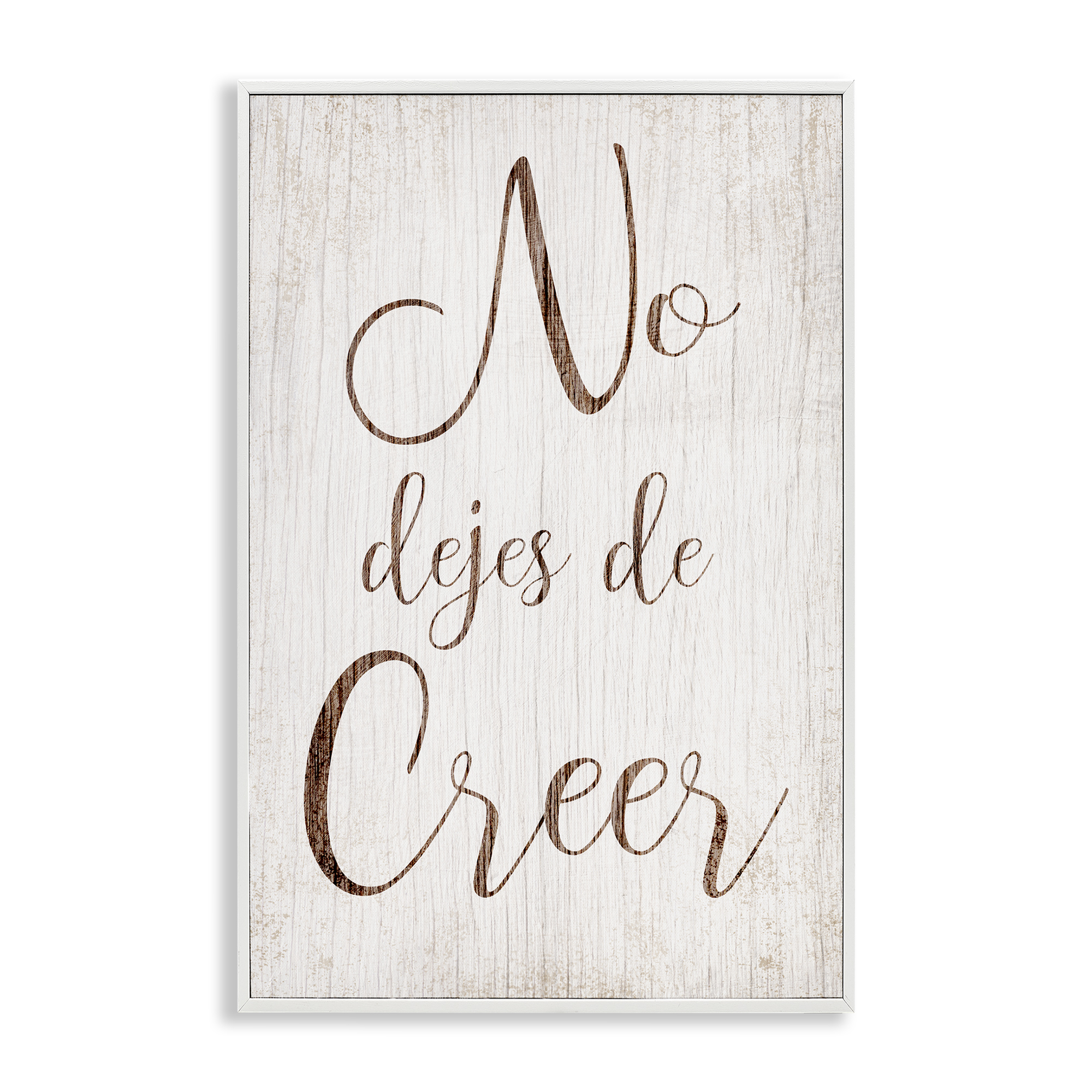 Stupell Industries No Dejes de Creer Holiday Painting White Framed Art Print Wall Art, 12 x 18