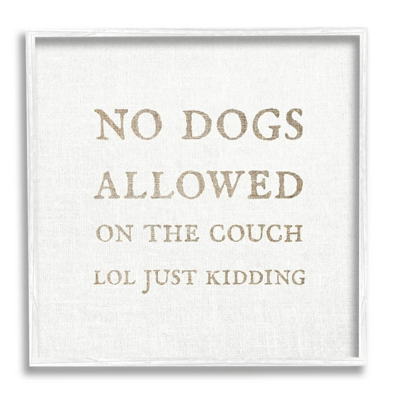 Stupell Industries No Dogs Allowed Pet Humor Graphic Art White Framed Art Print Wall Art, Design by Daphne Polselli