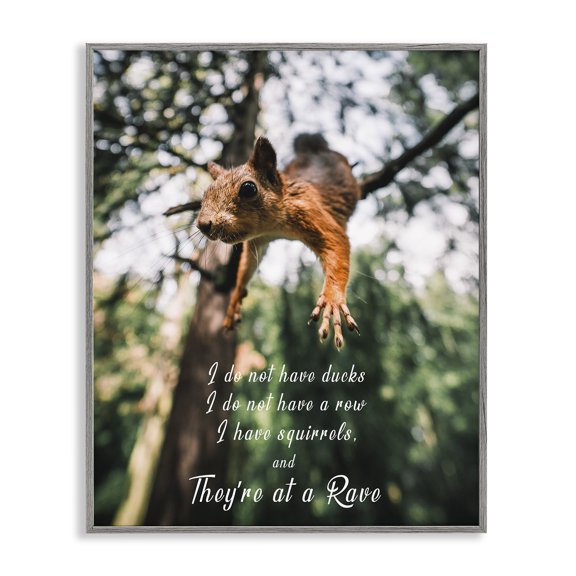 Stupell Industries Eclectic Squirrels at a Rave Funny Gray Framed Giclee Art, 16 x 20, by Ziwei Li
