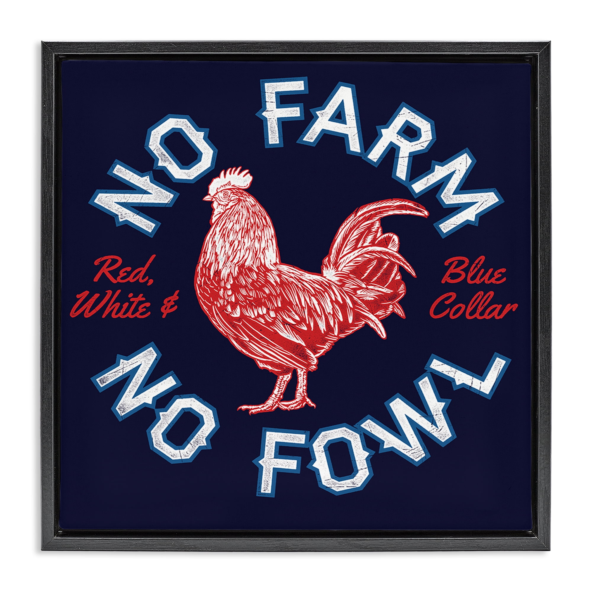 Stupell Industries No Farm or Fowl Animals Painting Black Floater Framed Canvas Art Print Wall Art, 25 x 25