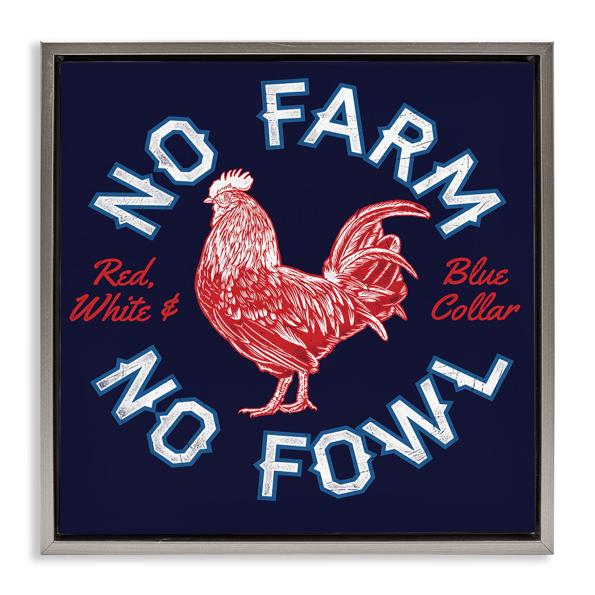 Stupell Industries No Farm or Fowl Animals Painting Gray Floater Framed Canvas Art Print Wall Art, 25 x 25