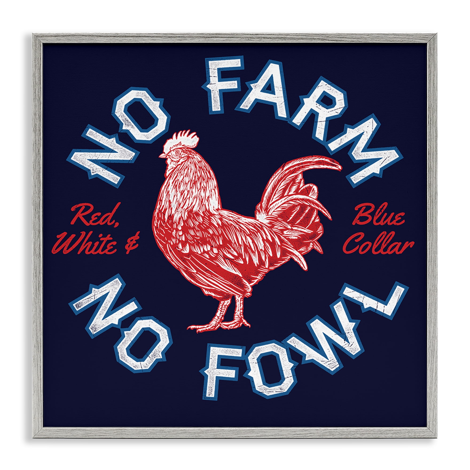 Stupell Industries No Farm or Fowl Animals Painting Gray Framed Art Print Wall Art, 17 x 17