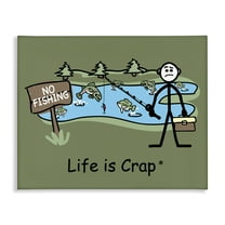 Stupell Industries No Fishing at Pond Novelty & Humor Painting Wrapped Canvas Art Print Wall Art, 20 x 16