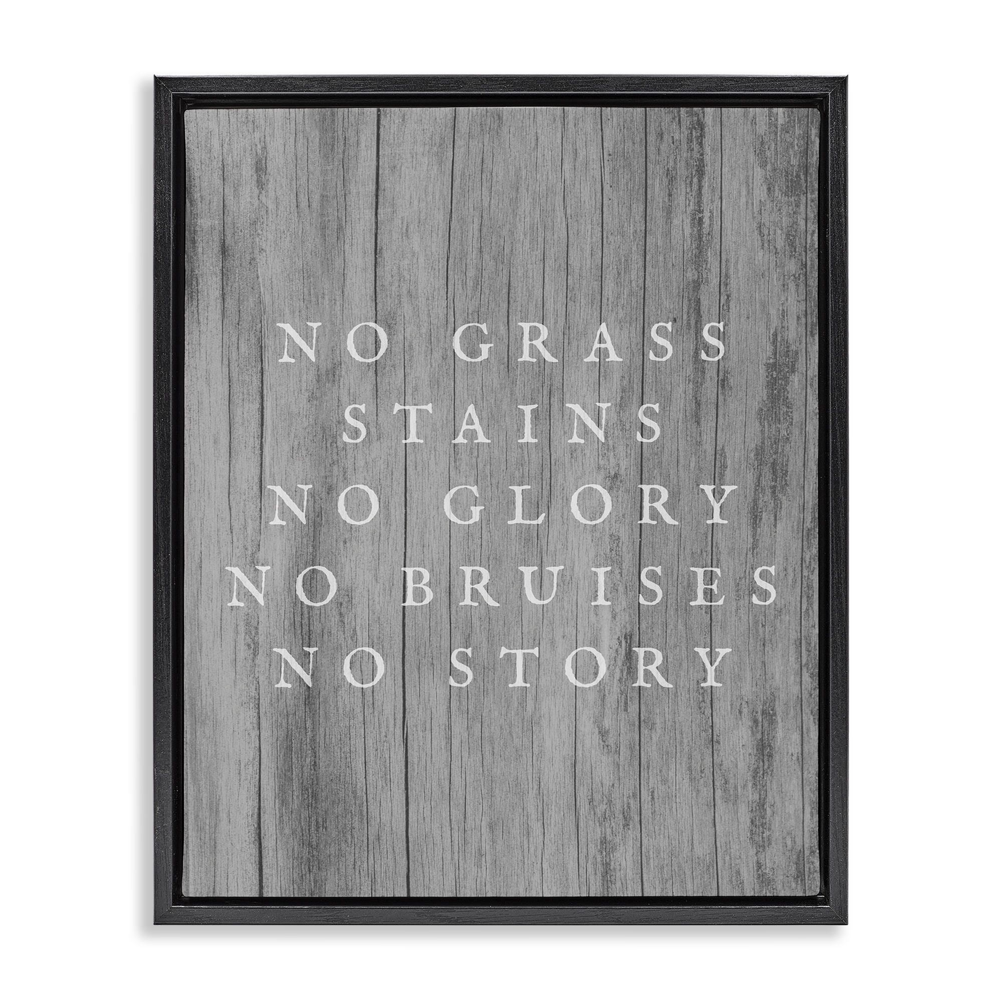 Stupell Industries No Grass Stains No Glory Sports Painting Black Floater Framed Canvas Art Print Wall Art, 17 x 21