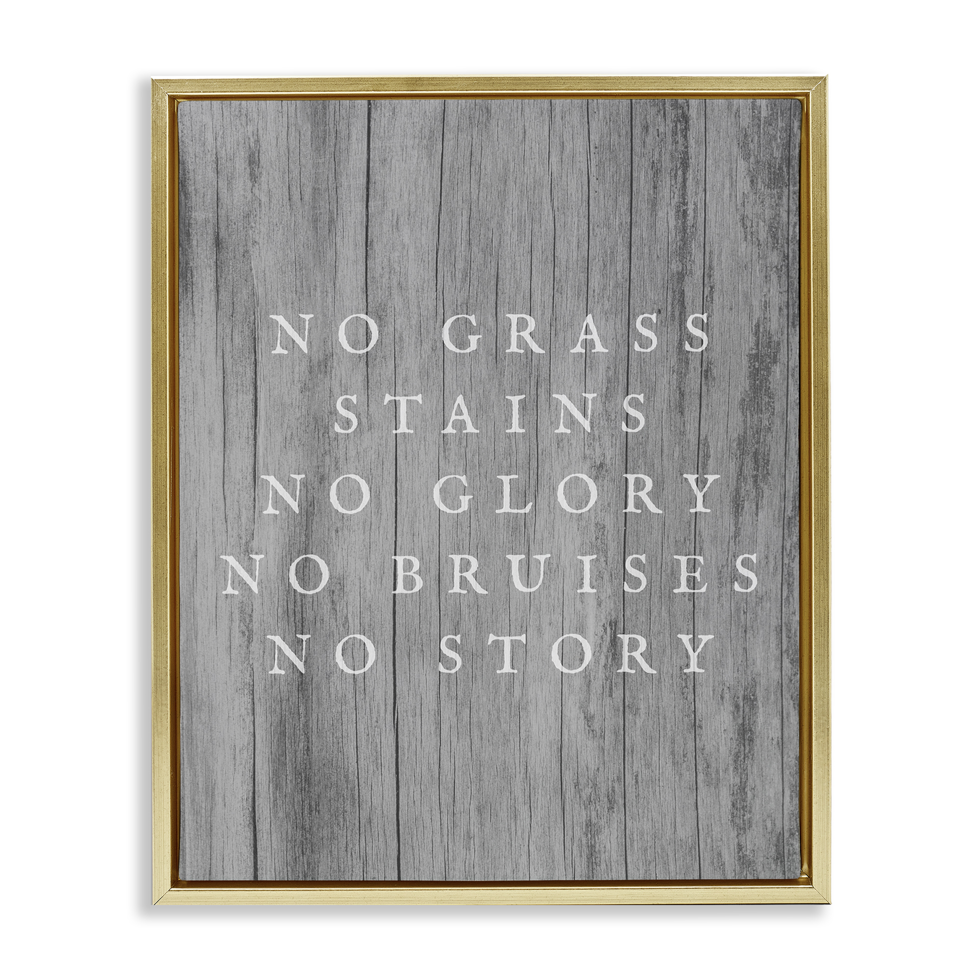 Stupell Industries No Grass Stains No Glory Sports Painting Gold Floater Framed Canvas Art Print Wall Art, 25 x 31