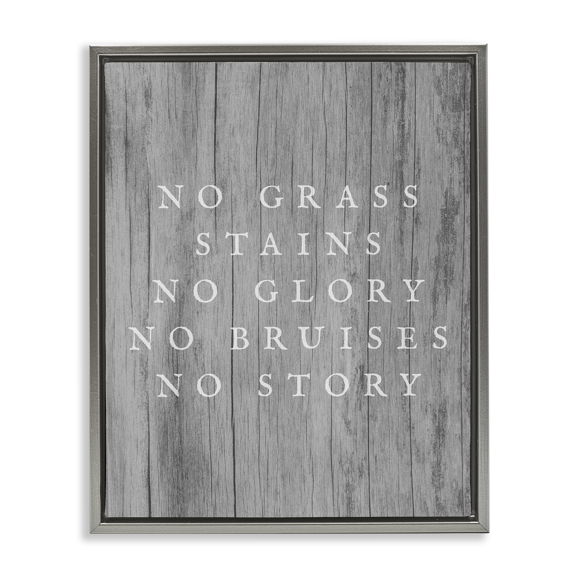 Stupell Industries No Grass Stains No Glory Sports Painting Gray Floater Framed Canvas Art Print Wall Art, 17 x 21