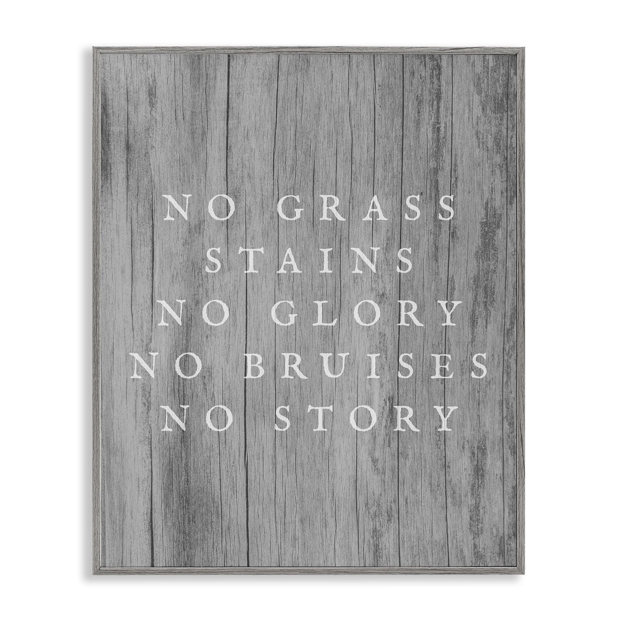 Stupell Industries No Grass Stains No Glory Sports Painting Gray Framed Art Print Wall Art, 16 x 20