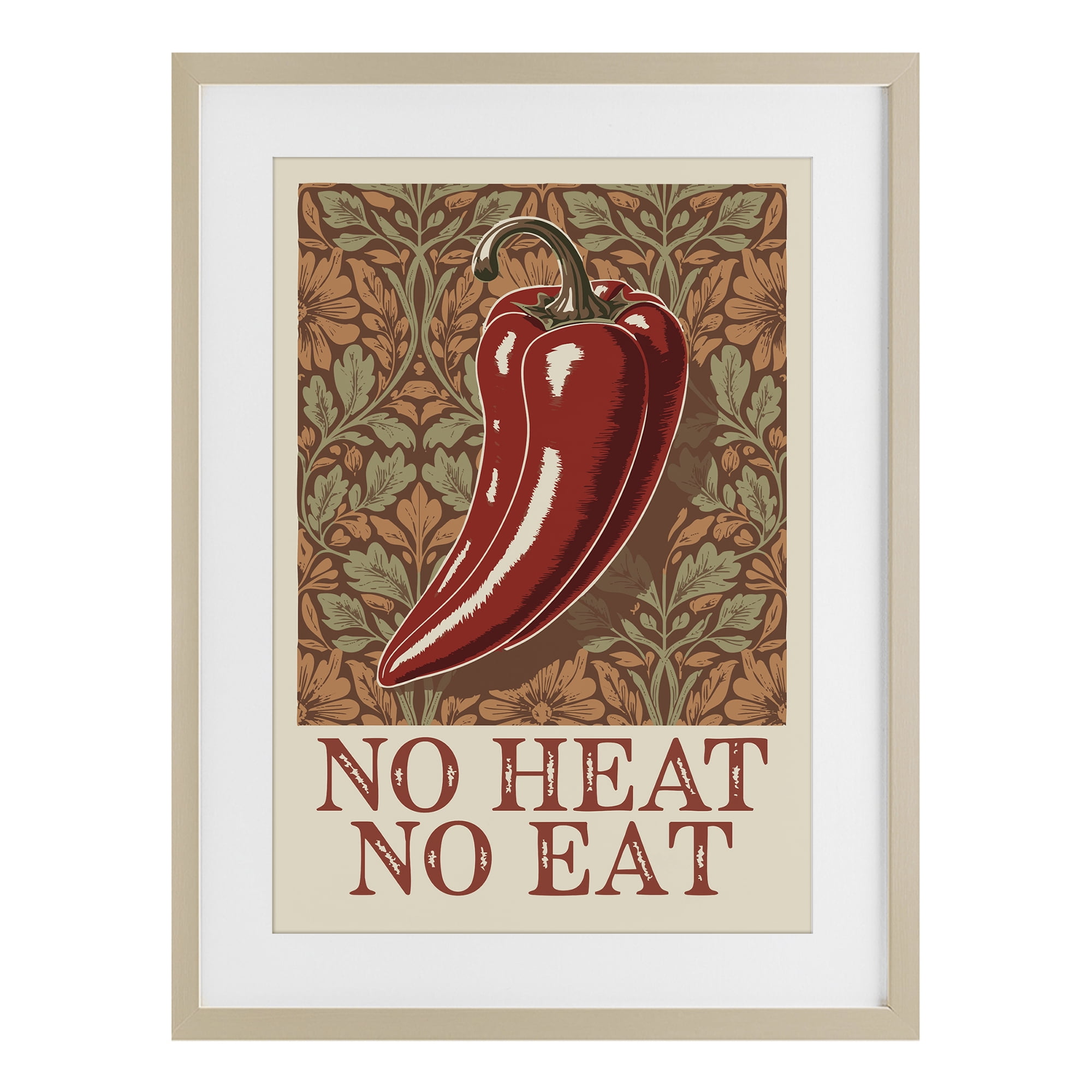 Stupell Industries No Heat or Eat Pepper Birch Framed Print Under Glass, design by Andreas Magnusson