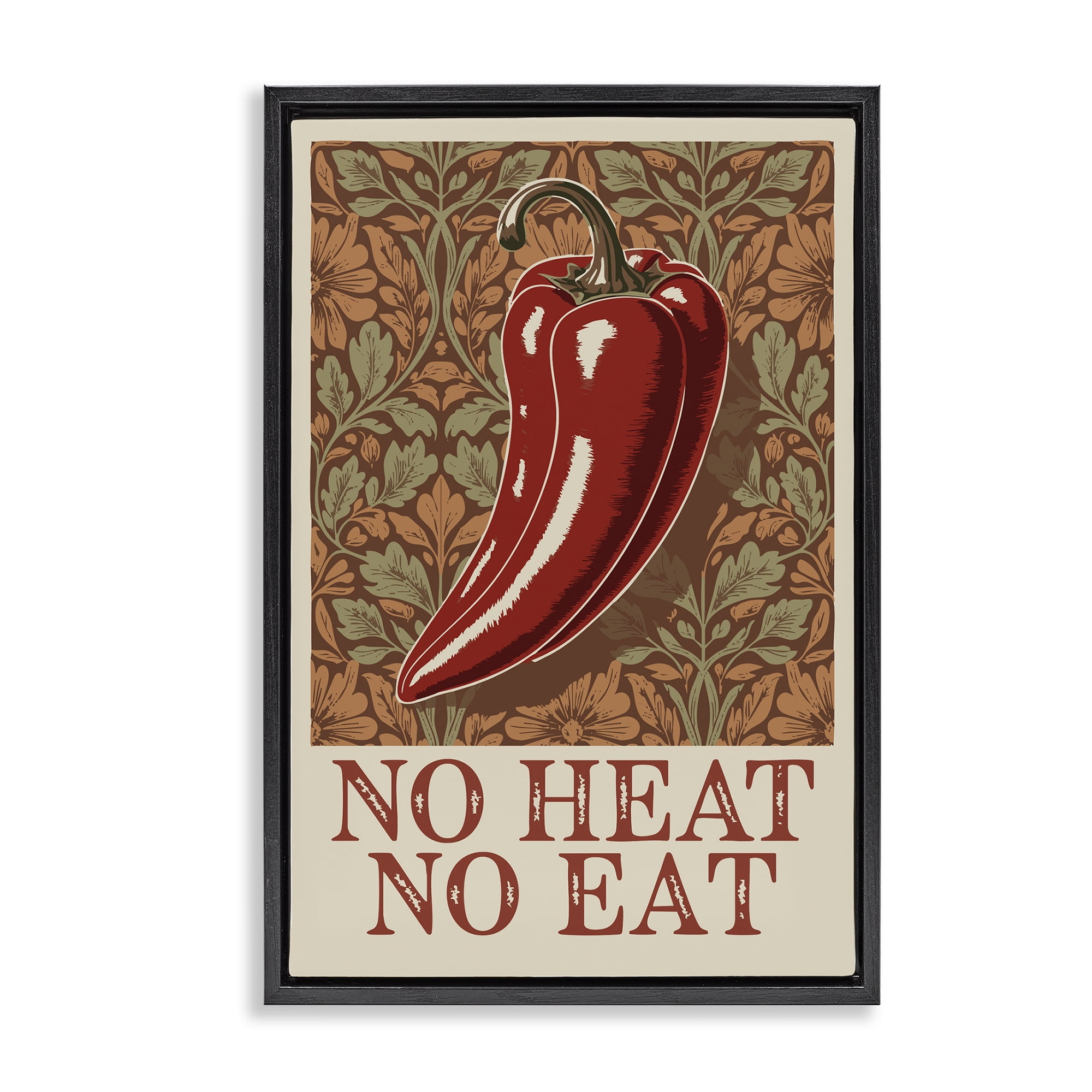 Stupell Industries No Heat or Eat Pepper Black Framed Floater Canvas Wall Art, design by Andreas Magnusson