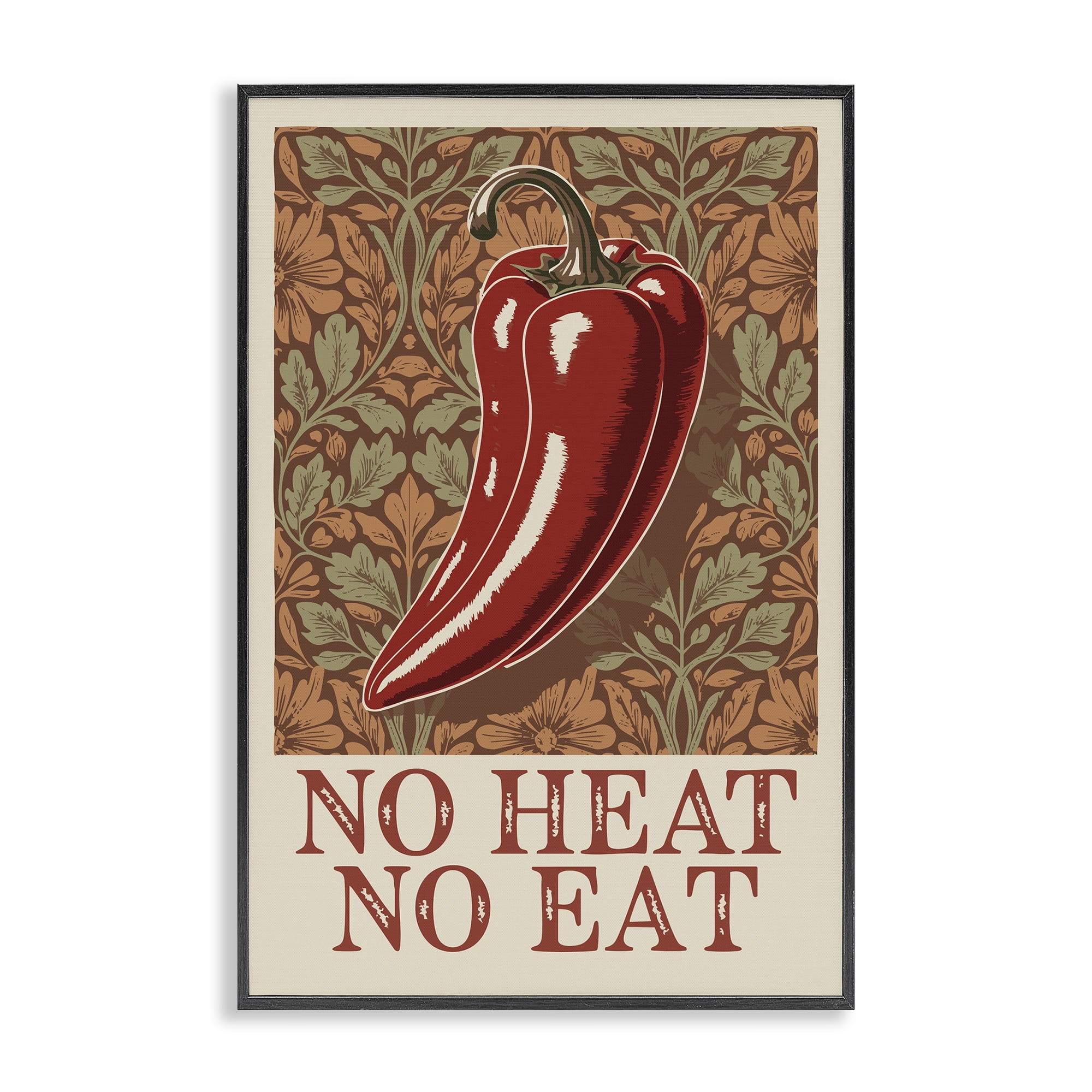 Stupell Industries No Heat or Eat Pepper Black Framed Giclee Art, design by Andreas Magnusson