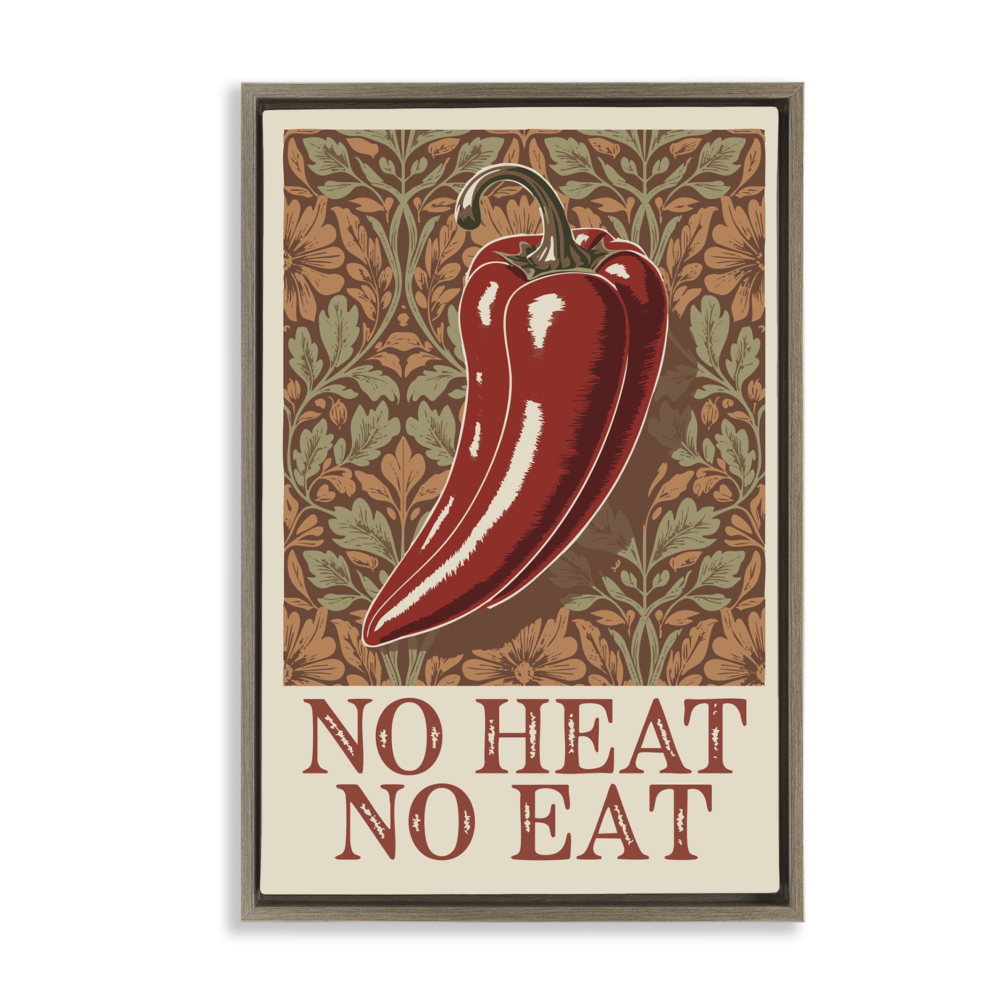 Stupell Industries No Heat or Eat Pepper Brown Framed Floater Canvas Wall Art, design by Andreas Magnusson