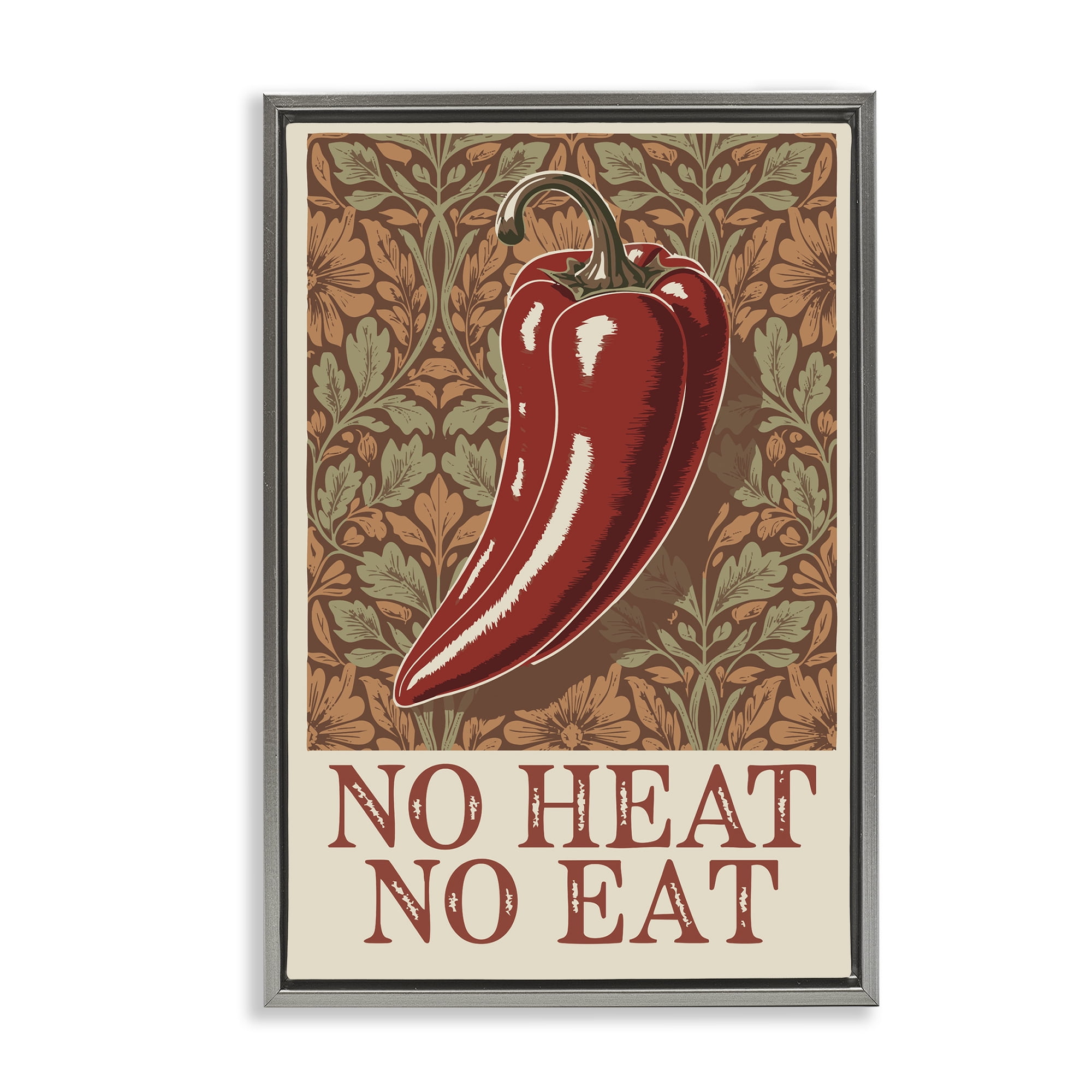 Stupell Industries No Heat or Eat Pepper Gray Framed Floater Canvas Wall Art, design by Andreas Magnusson
