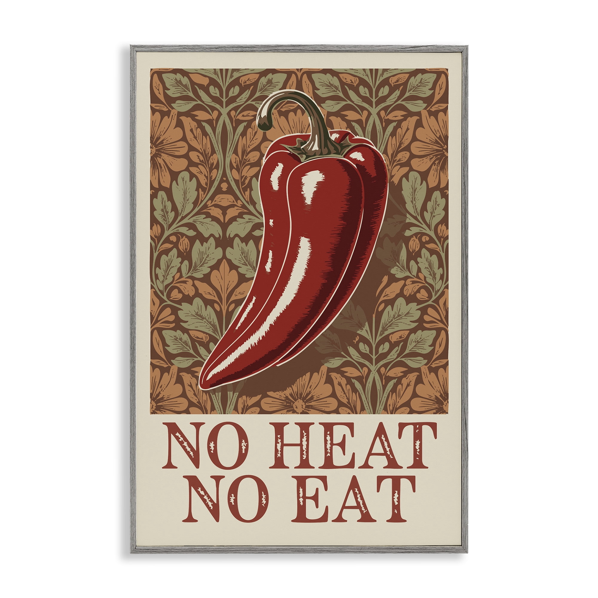 Stupell Industries No Heat or Eat Pepper Gray Framed Giclee Art, design by Andreas Magnusson