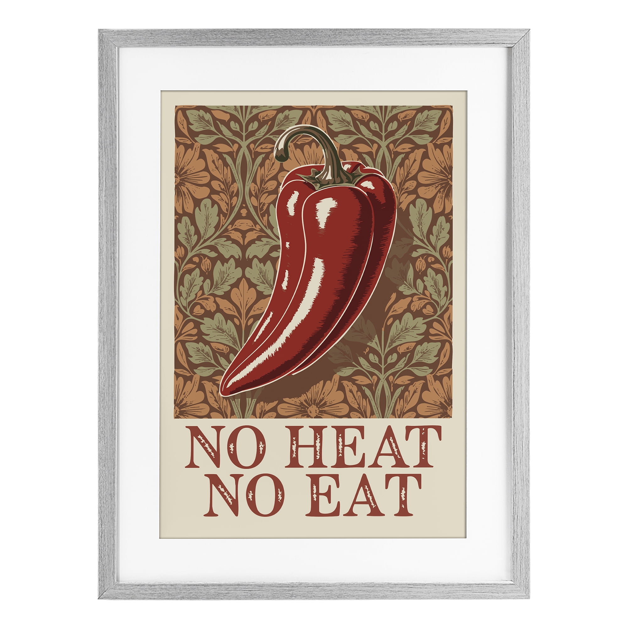 Stupell Industries No Heat or Eat Pepper Gray Framed Print Under Glass, design by Andreas Magnusson