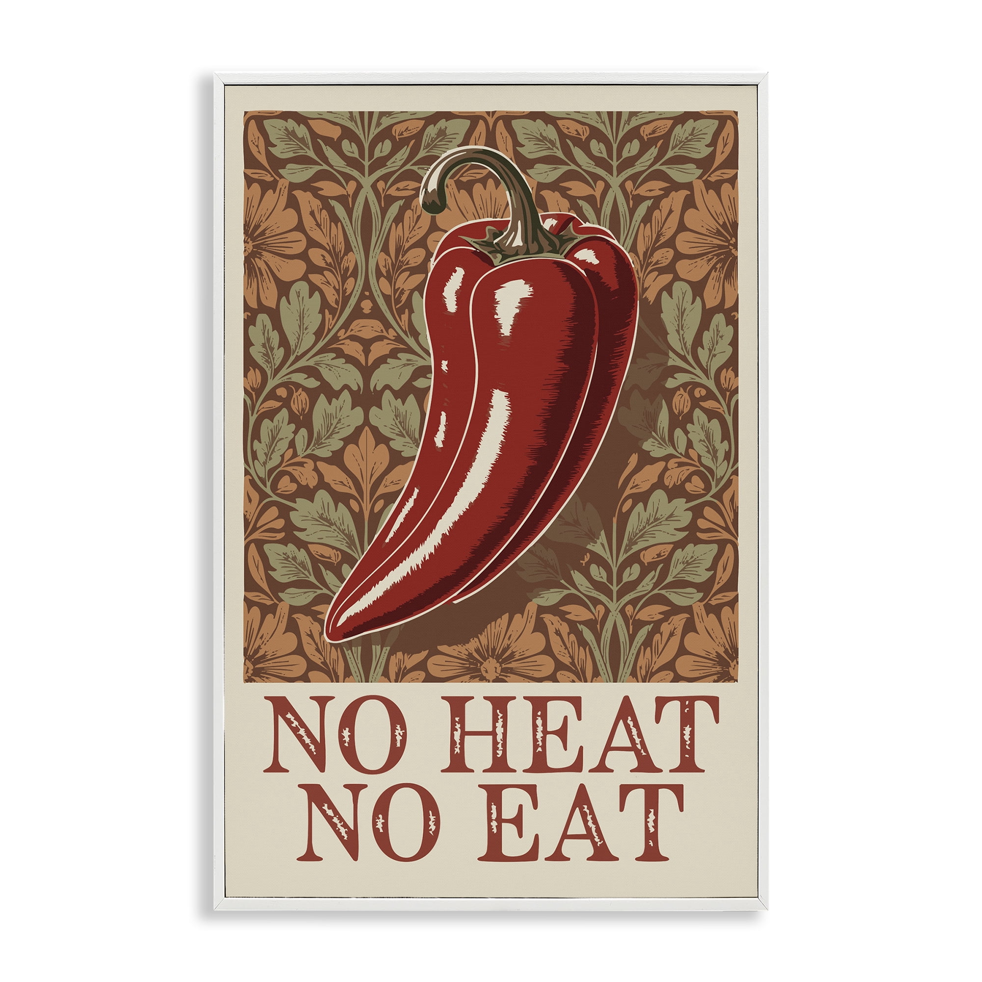 Stupell Industries No Heat or Eat Pepper White Framed Giclee Art, design by Andreas Magnusson