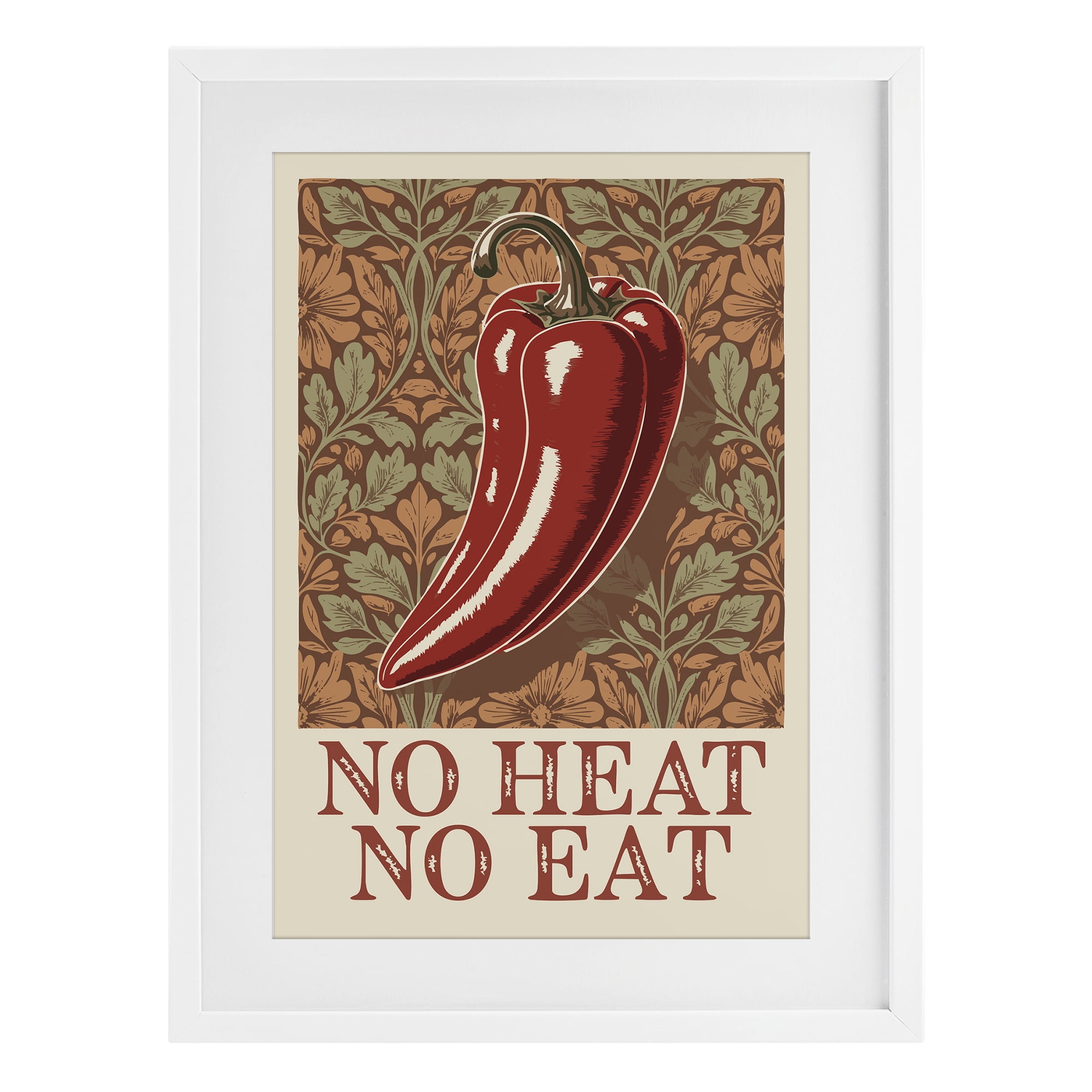 Stupell Industries No Heat or Eat Pepper White Framed Print Under Glass, design by Andreas Magnusson