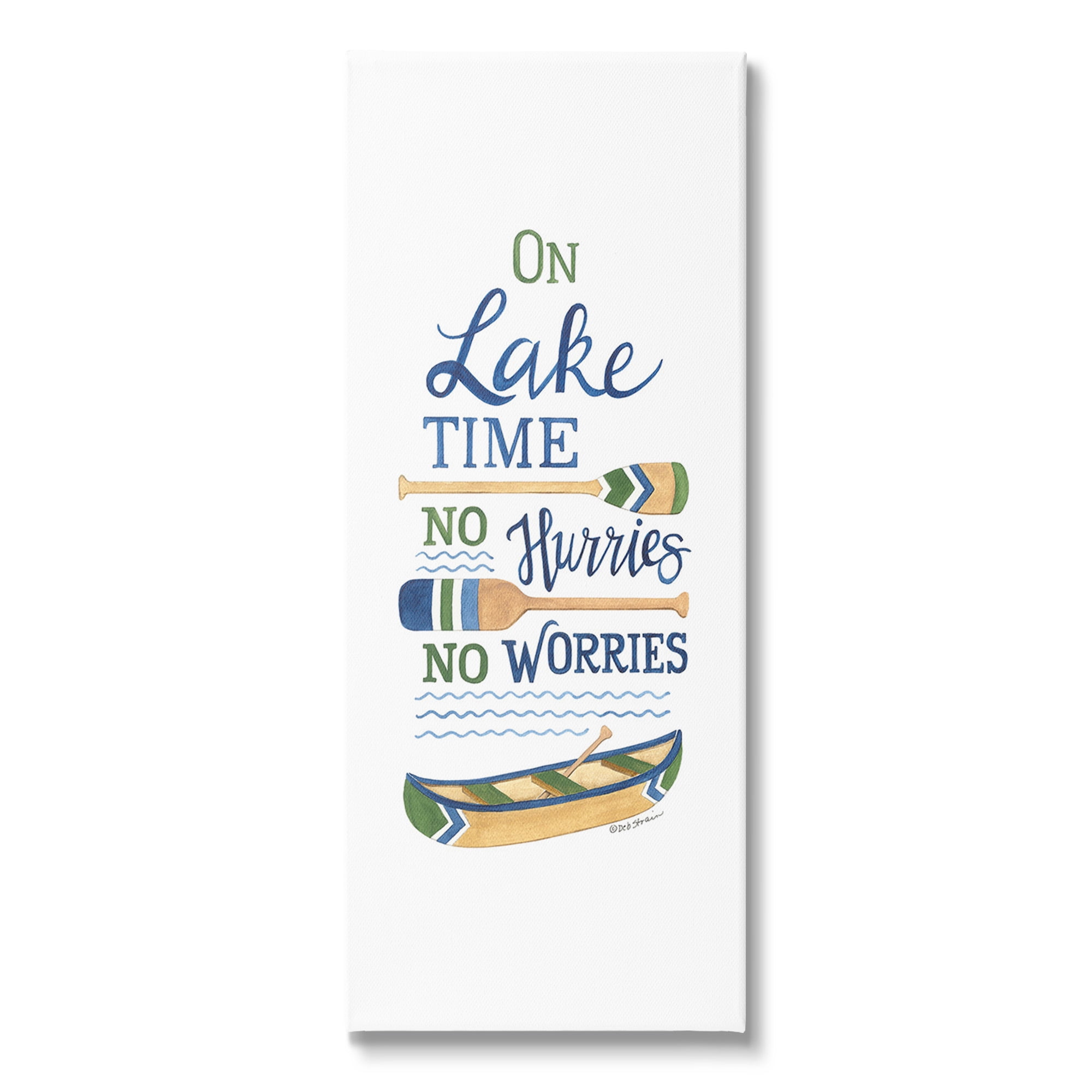 Stupell Industries No Hurries On Lake Time Transportation Painting Gallery Wrapped Canvas Art Print Wall Art, 20 x 48