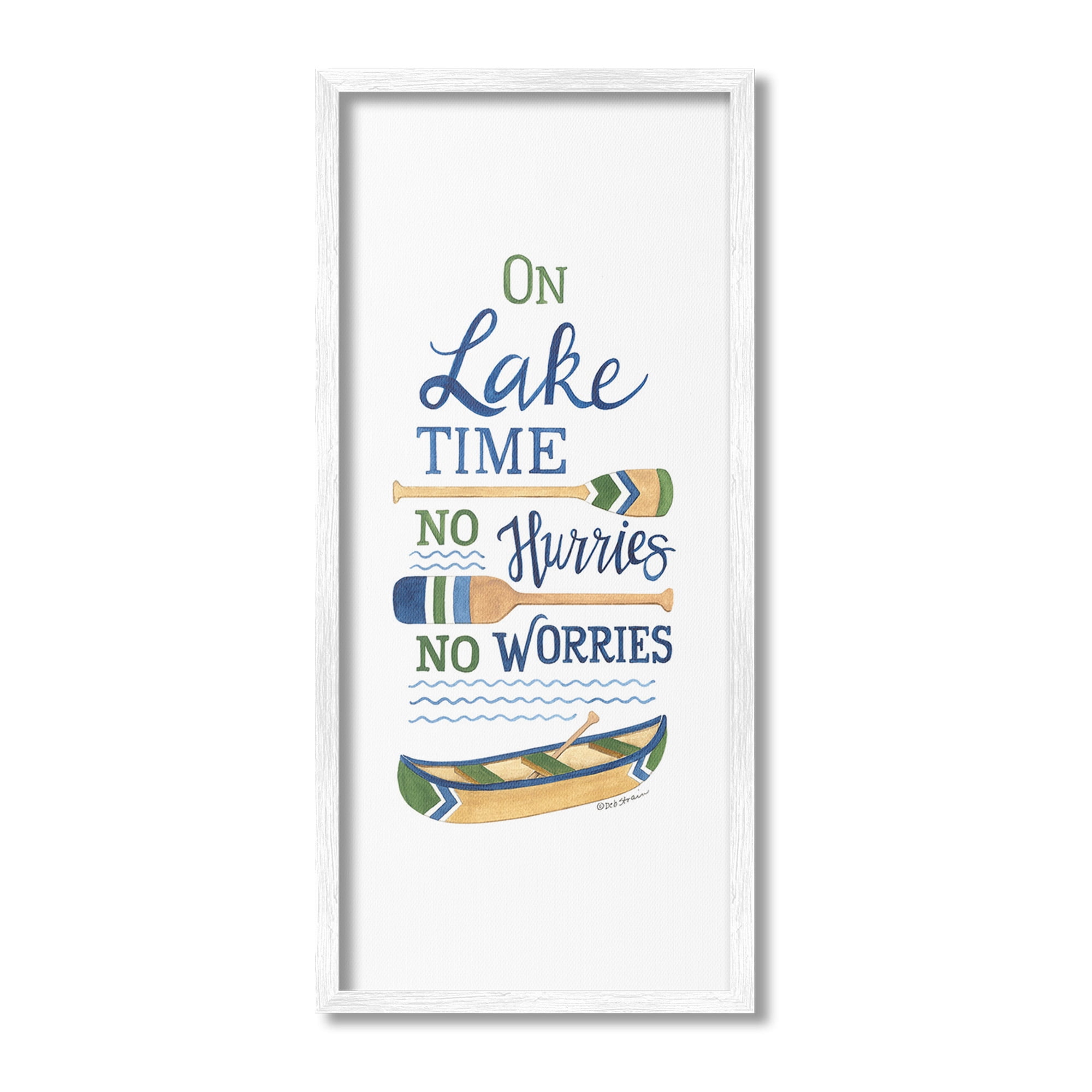 Stupell Industries No Hurries On Lake Time Transportation Painting White Framed Art Print Wall Art, 10 x 24
