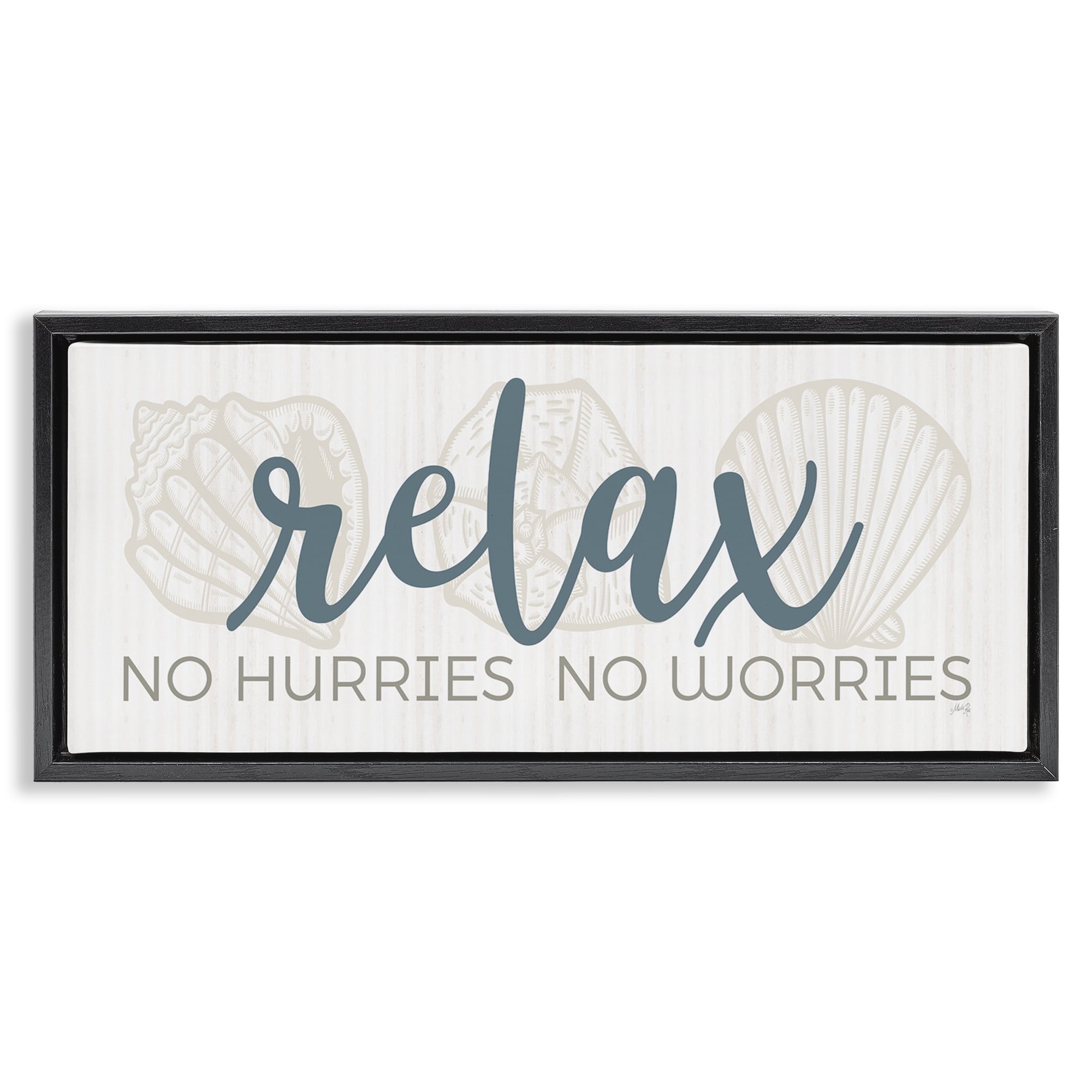 Stupell Industries No Hurries or Worries Text & Numbers Painting Black Floater Framed Canvas Art Print Wall Art, 31 x 14