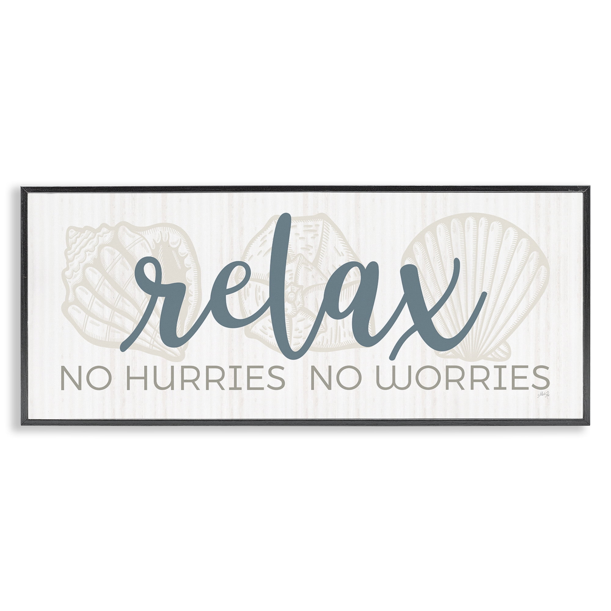 Stupell Industries No Hurries or Worries Text & Numbers Painting Black Framed Art Print Wall Art, 30 x 13