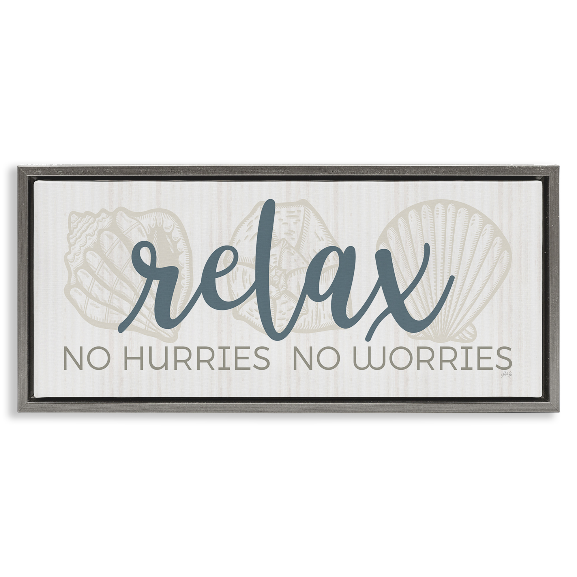 Stupell Industries No Hurries or Worries Text & Numbers Painting Gray Floater Framed Canvas Art Print Wall Art, 25 x 11