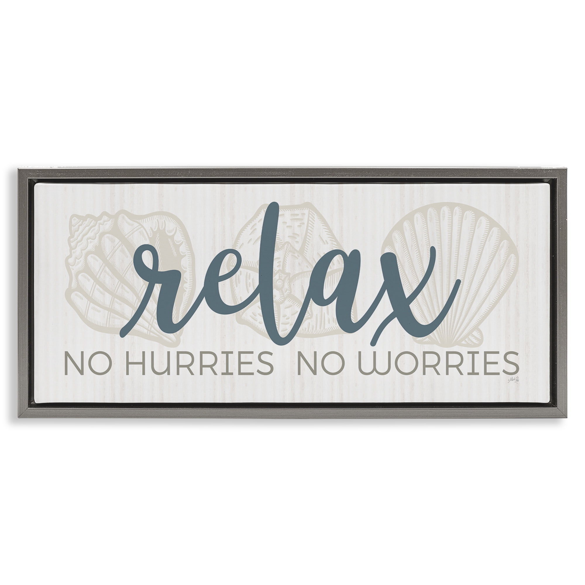 Stupell Industries No Hurries or Worries Text & Numbers Painting Gray Floater Framed Canvas Art Print Wall Art, 31 x 14