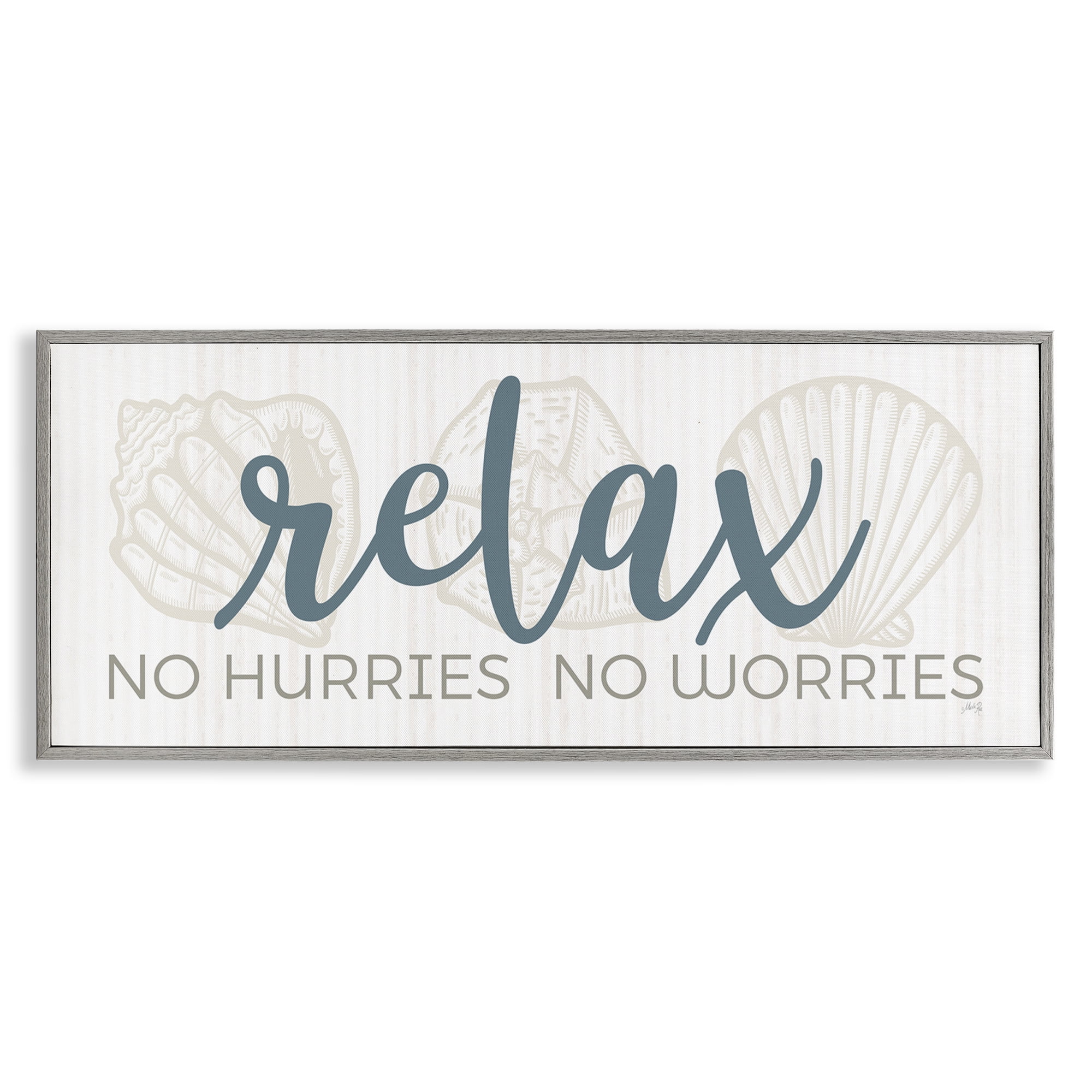 Stupell Industries No Hurries or Worries Text & Numbers Painting Gray Framed Art Print Wall Art, 24 x 10