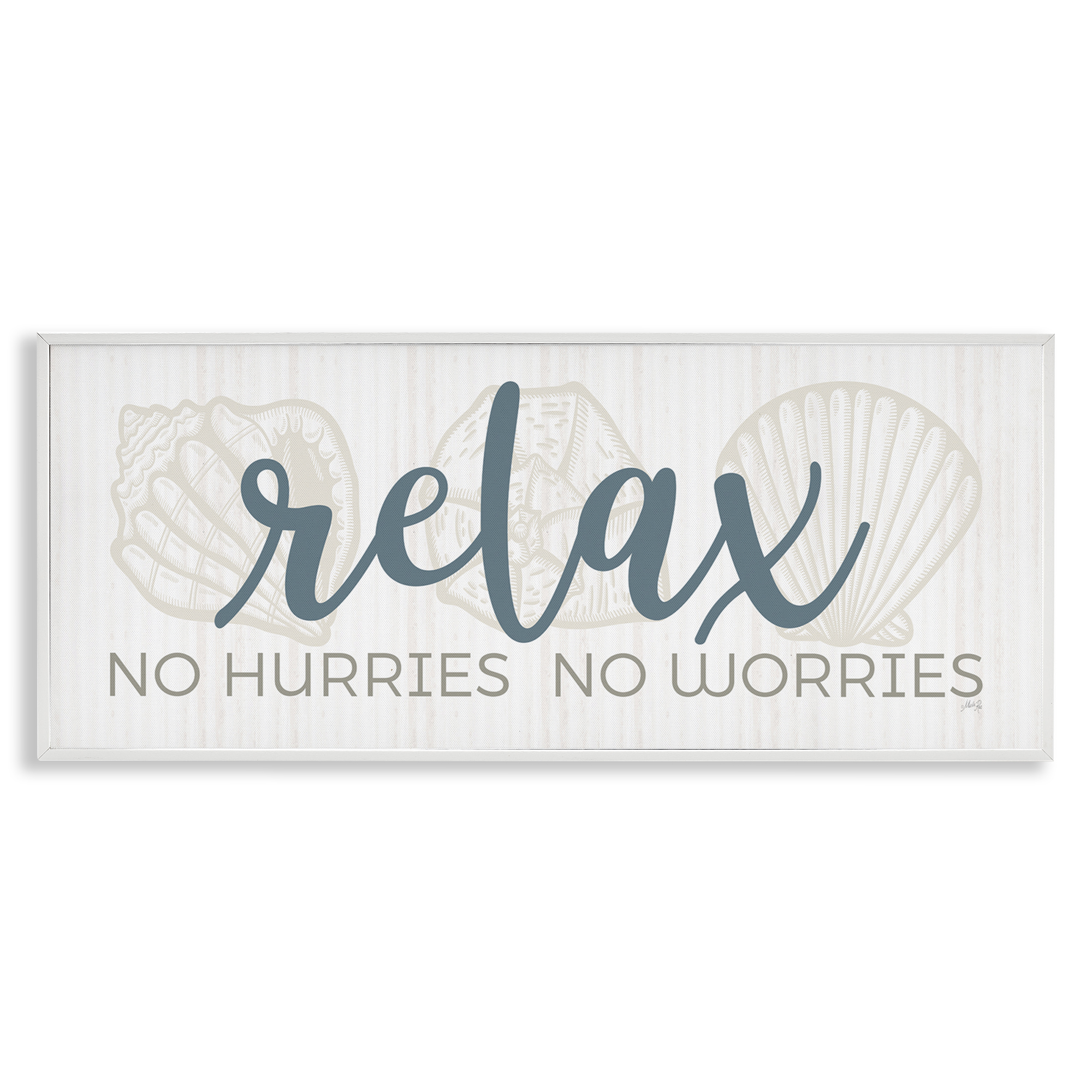 Stupell Industries No Hurries or Worries Text & Numbers Painting White Framed Art Print Wall Art, 24 x 10