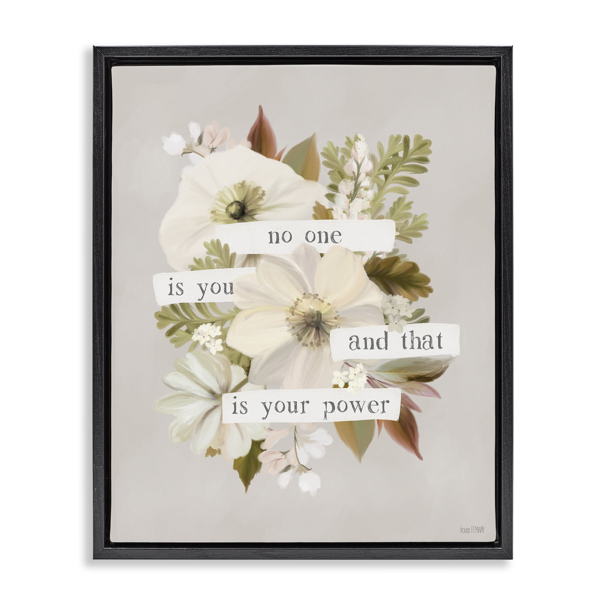 Stupell Industries No One Is You Botanical & Floral Painting Black Floater Framed Art Print Wall Art, 17 x 21