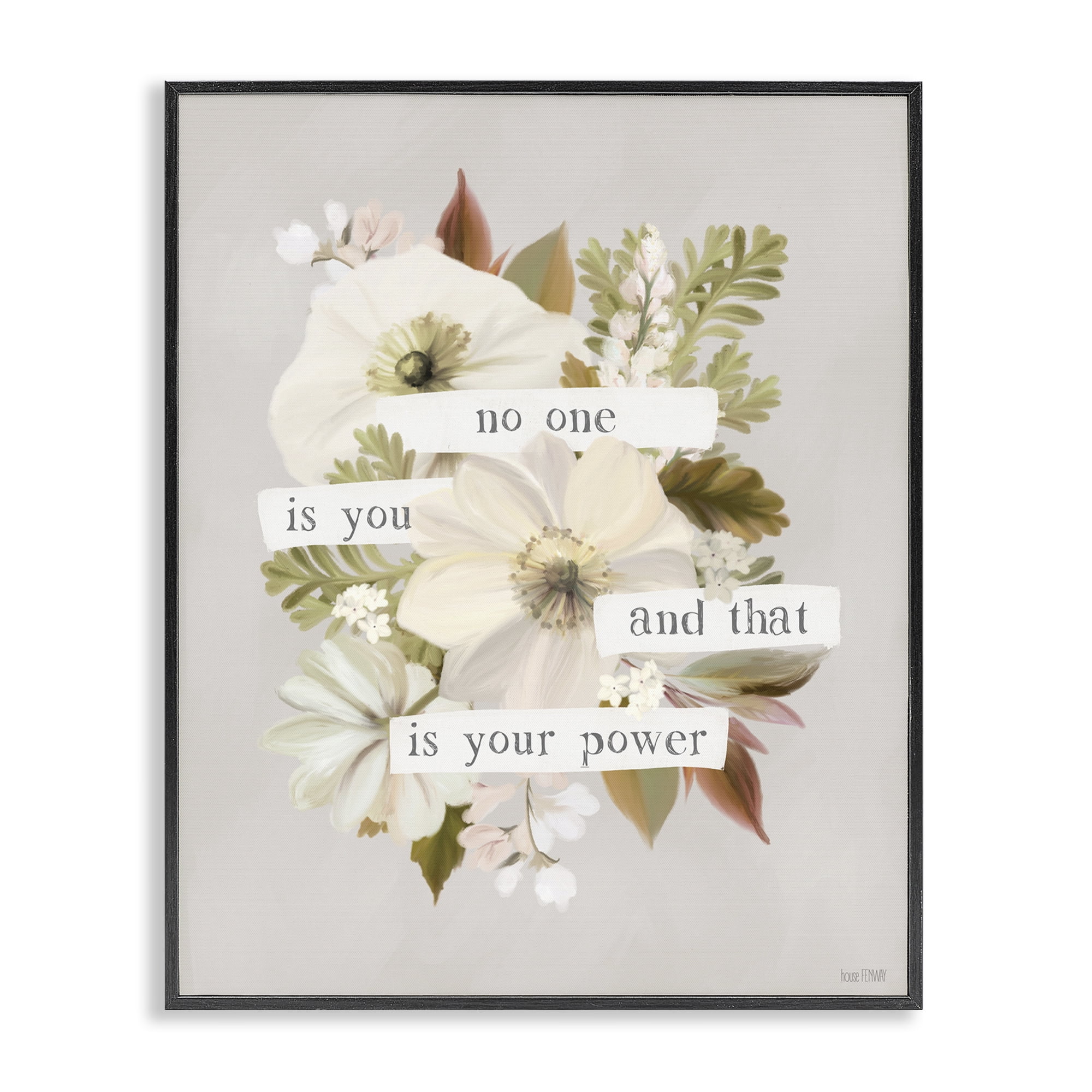 Stupell Industries No One Is You Botanical & Floral Painting Black Framed Art Print Wall Art, 11 x 14