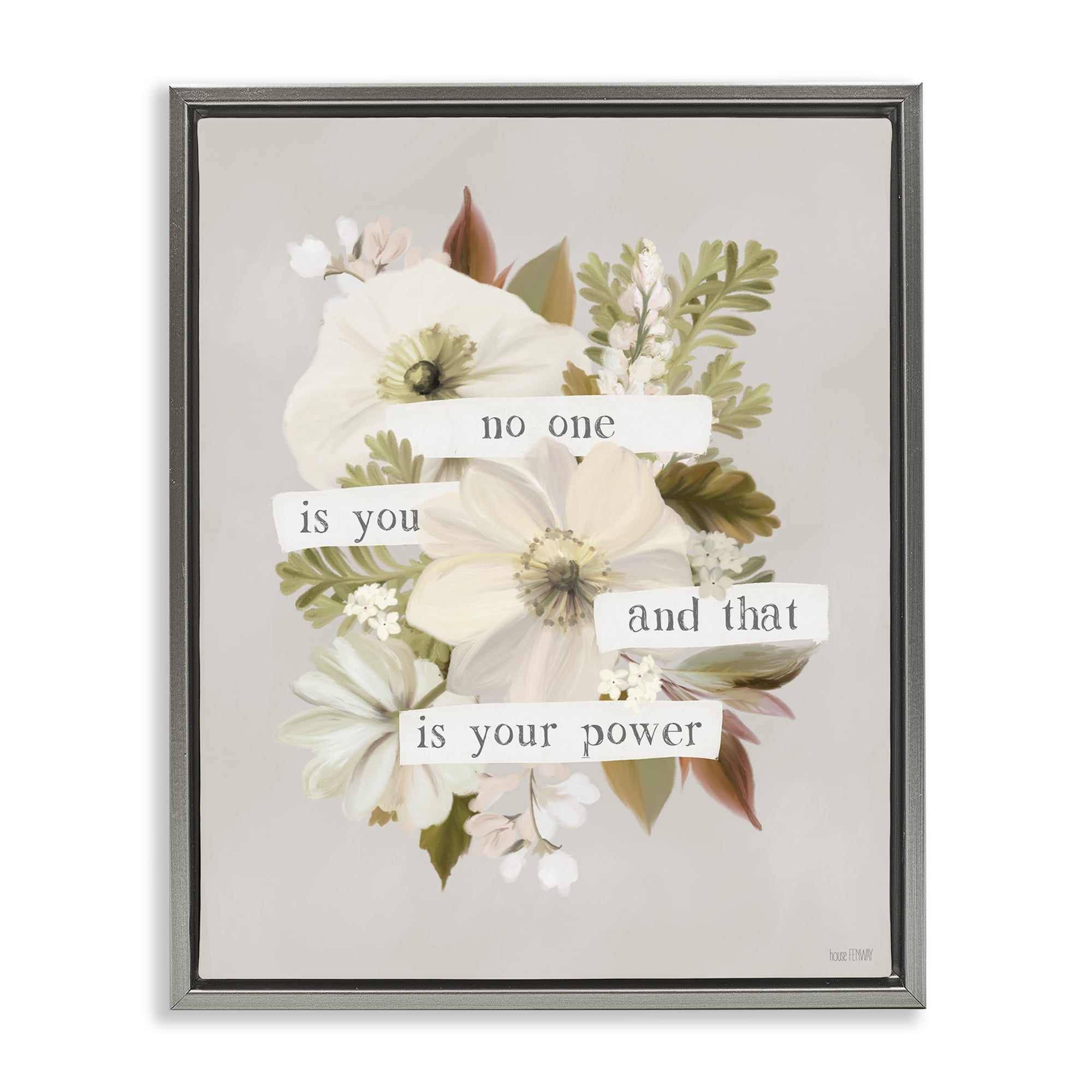 Stupell Industries No One Is You Botanical & Floral Painting Gray Floater Framed Art Print Wall Art, 17 x 21