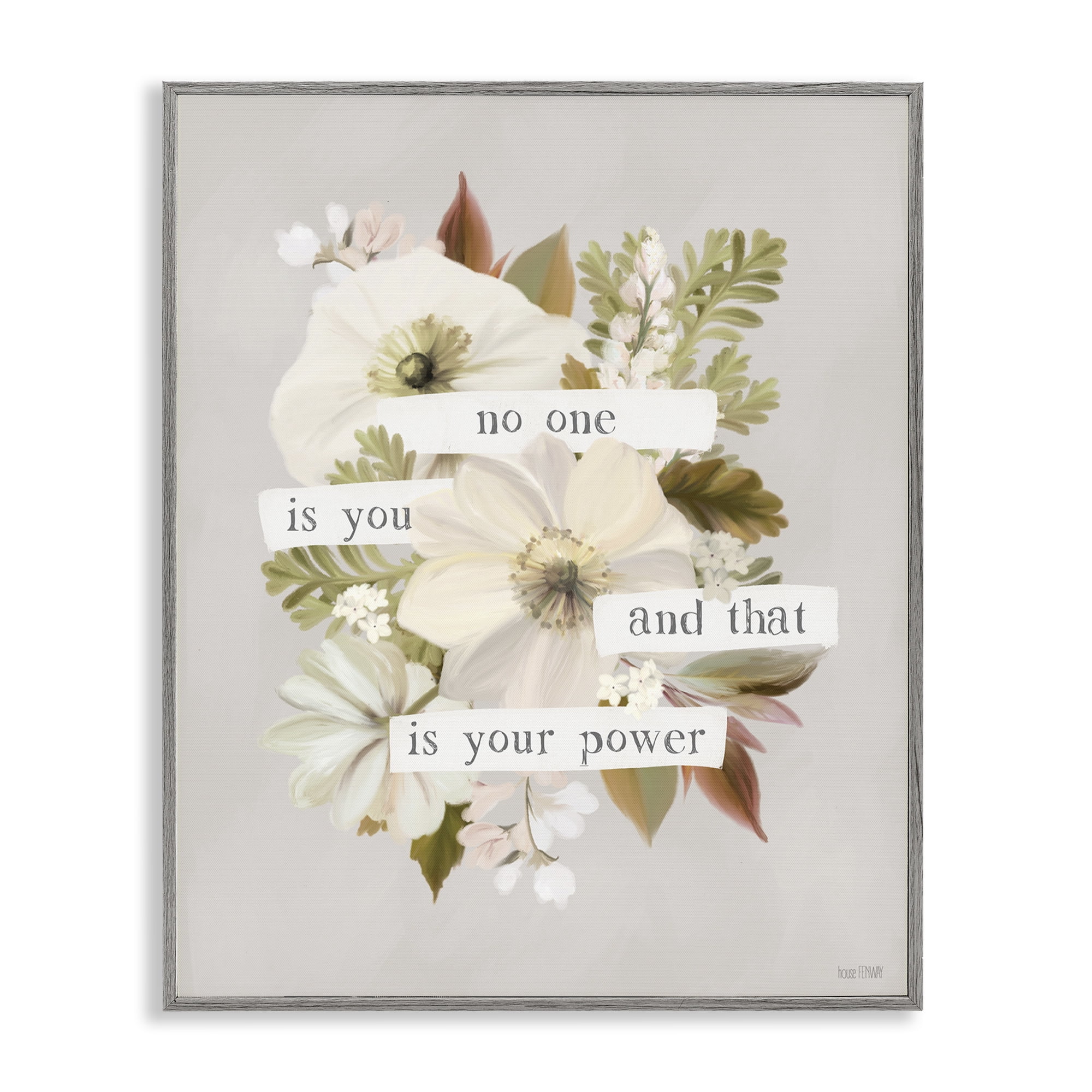 Stupell Industries No One Is You Botanical & Floral Painting Gray Framed Art Print Wall Art, 11 x 14