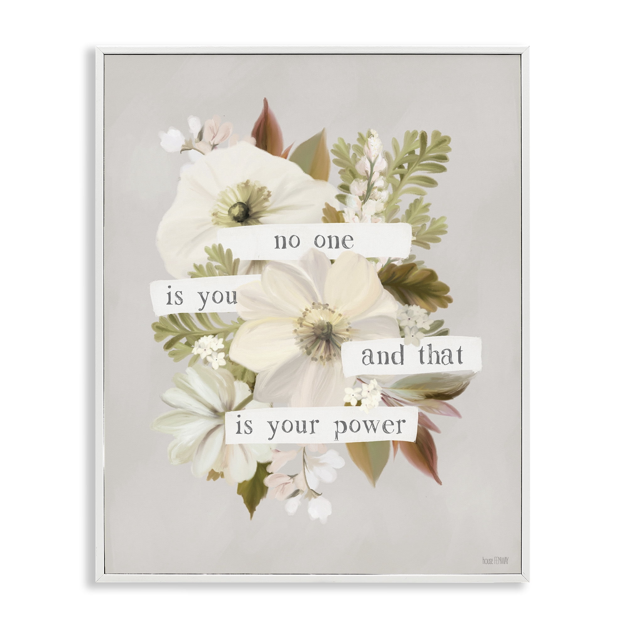 Stupell Industries No One Is You Botanical & Floral Painting White Framed Art Print Wall Art, 24 x 30