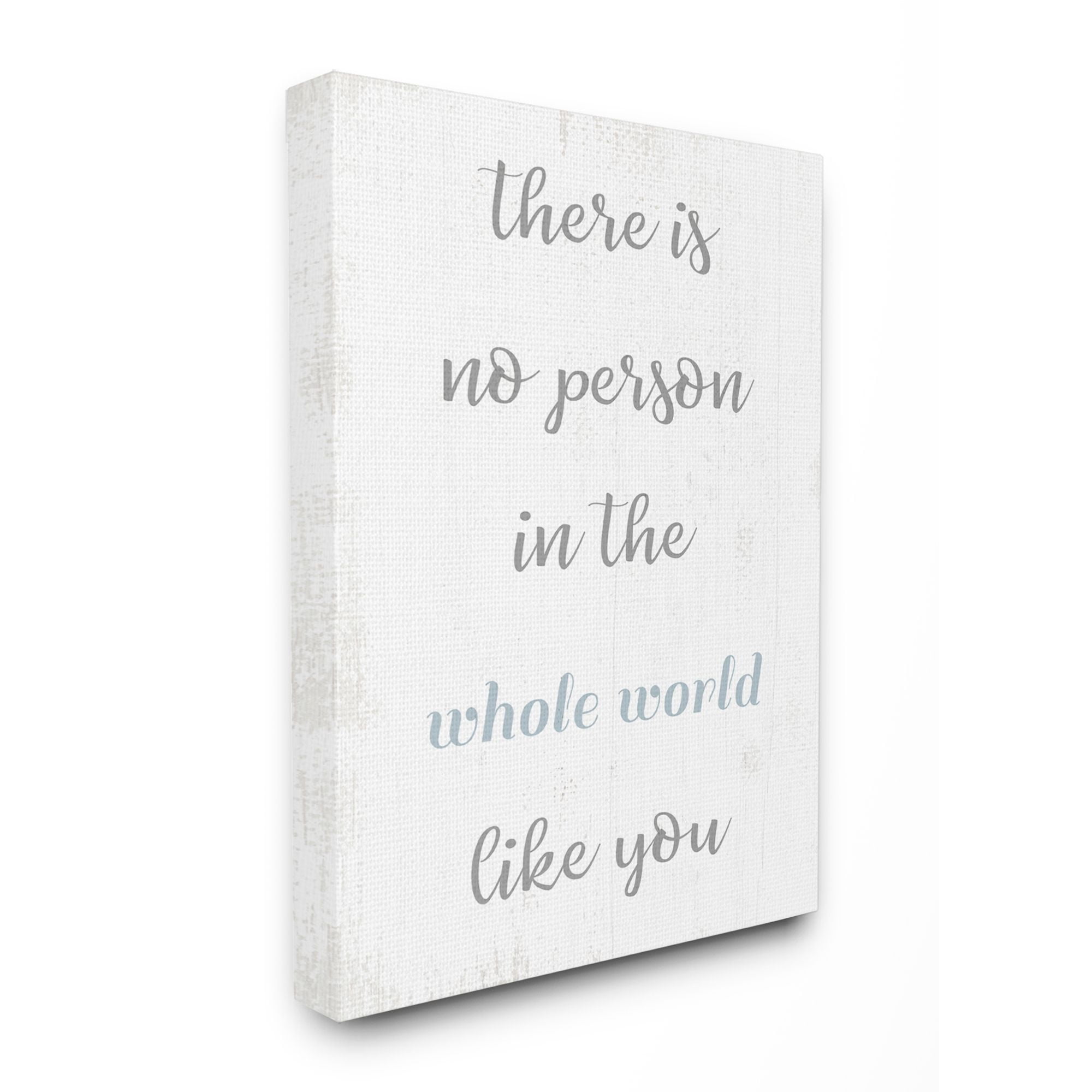 Stupell Industries No Person Like You Family Home Blue Inspirational Word Design Canvas Wall Art by Daphne Polselli