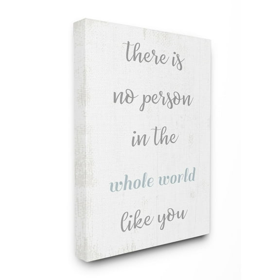 Stupell Industries No Person Like You Family Home Blue Inspirational Word Design Canvas Wall Art by Daphne Polselli