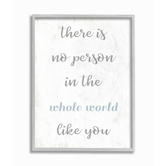 Stupell Industries No Person Like You Family Home Blue Inspirational Word Design Framed Wall Art by Daphne Polselli