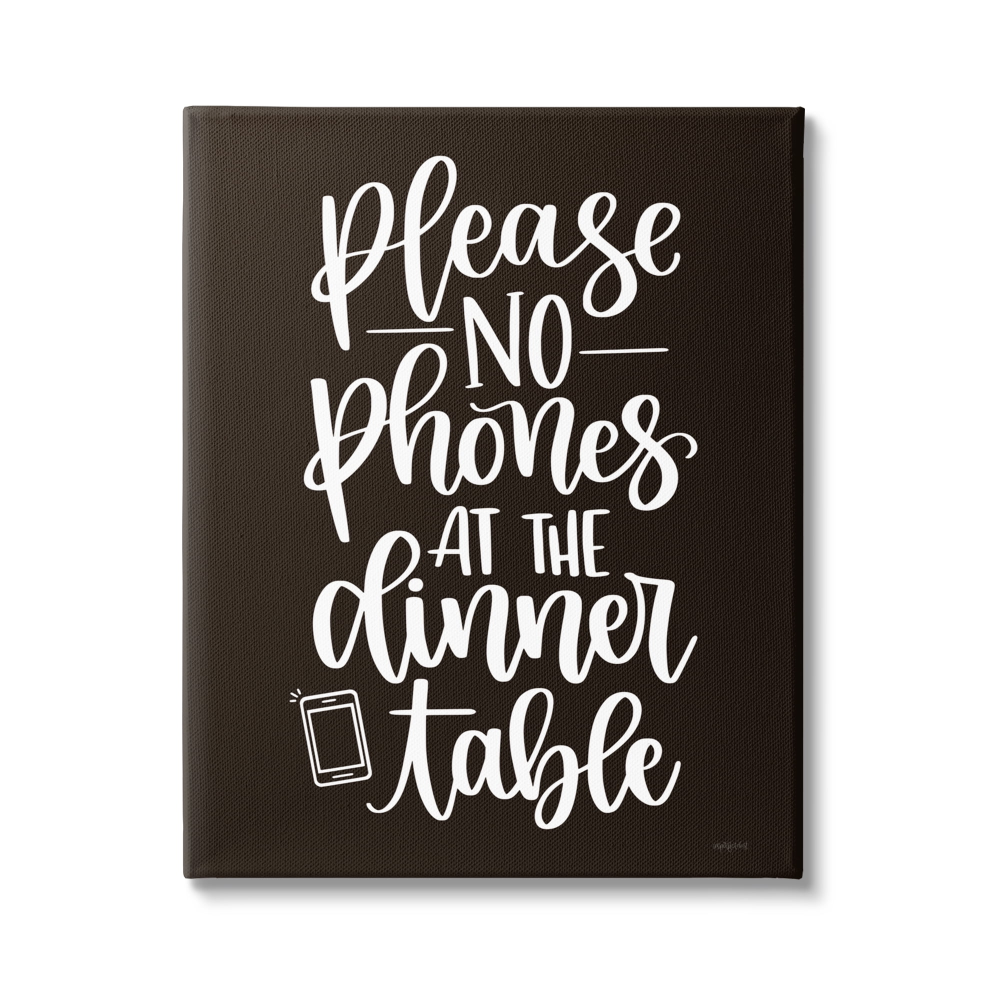 Stupell Industries No Phones Dinner Table Kitchen Rule Calligraphy Graphic Art Gallery Wrapped Canvas Print Wall Art, Design by Imperfect Dust