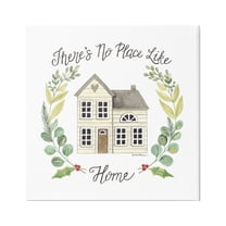 Stupell Industries No Place Like Home Casual House Leaf Laurel Graphic Art Gallery Wrapped Canvas Print Wall Art, Design by Deb Strain