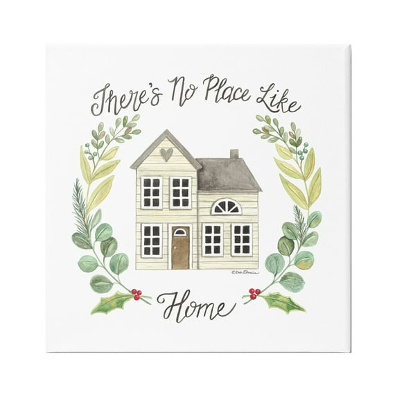Stupell Industries No Place Like Home Casual House Leaf Laurel Graphic Art Gallery Wrapped Canvas Print Wall Art, Design by Deb Strain
