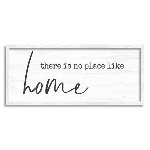 Stupell Industries No Place Like Home Phrase Graphic Art White Framed Art Print Wall Art, Design by Anna Quach