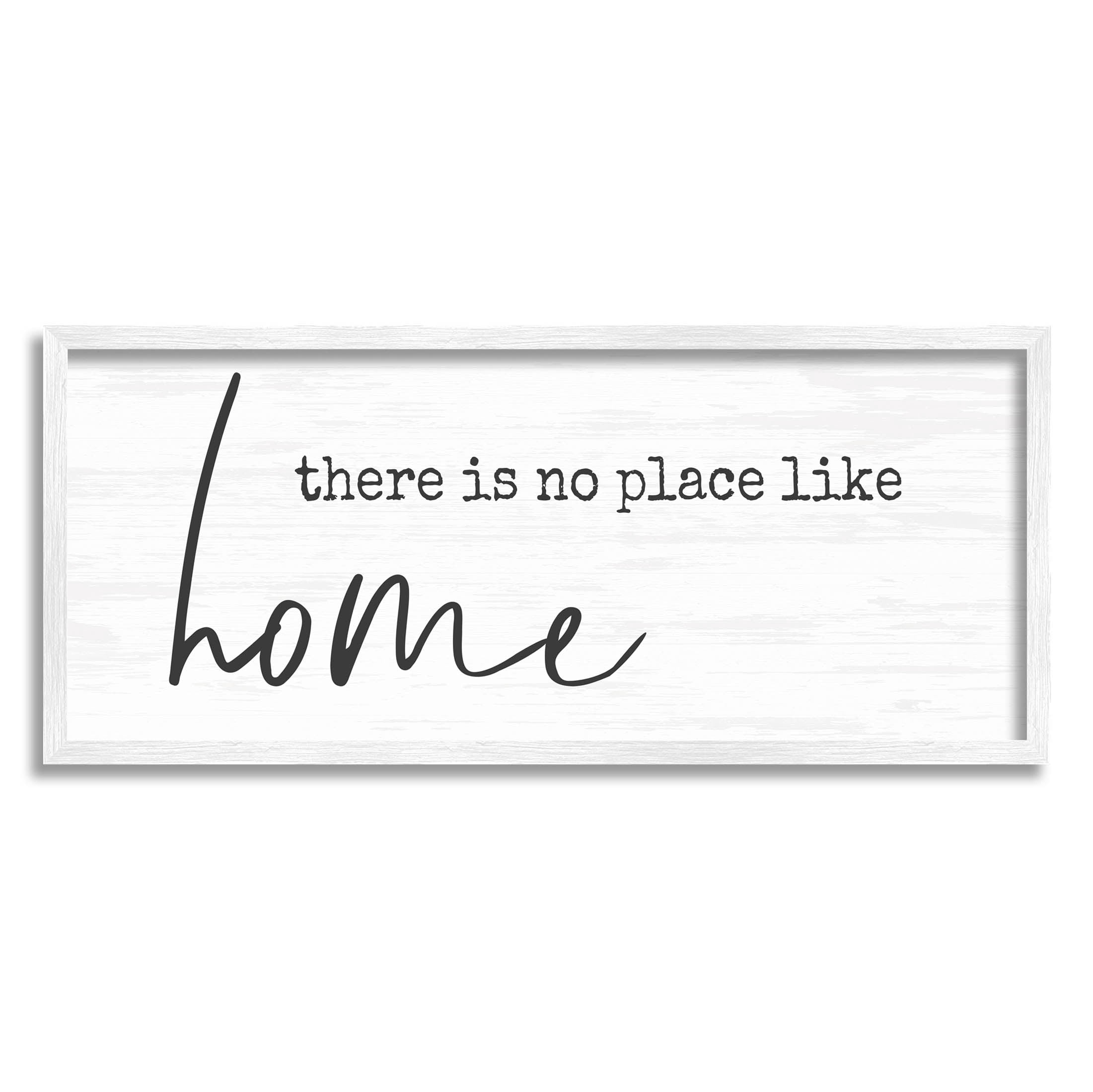 Stupell Industries No Place Like Home Phrase Graphic Art White Framed Art Print Wall Art, Design by Anna Quach