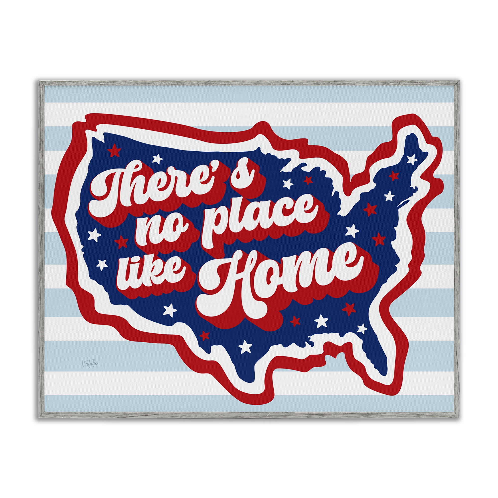 Stupell Industries No Place Like Home Text & Numbers Painting Gray Framed Art Print Wall Art, 20 x 16
