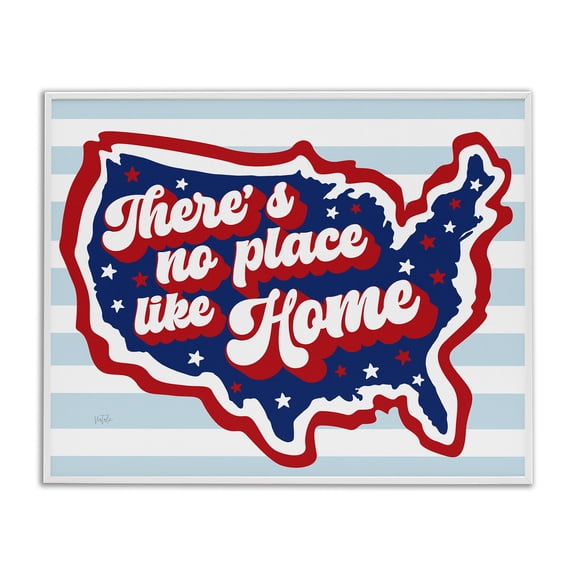 Stupell Industries No Place Like Home Text & Numbers Painting White Framed Art Print Wall Art, 30 x 24