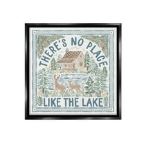 Stupell Industries No Place Like Lake Landscape Painting Black Floater Framed Canvas Art Print Wall Art, 18 x 18